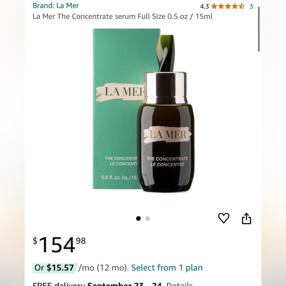 La Mer The Concentrate serum Full Size 0.5 oz / 15ml